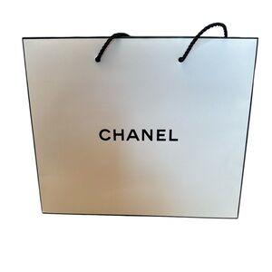Authentic White Chanel Paper Shopping Bag
